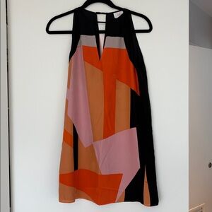 Parker Black, Pink and Orange Geometric Mini Dress